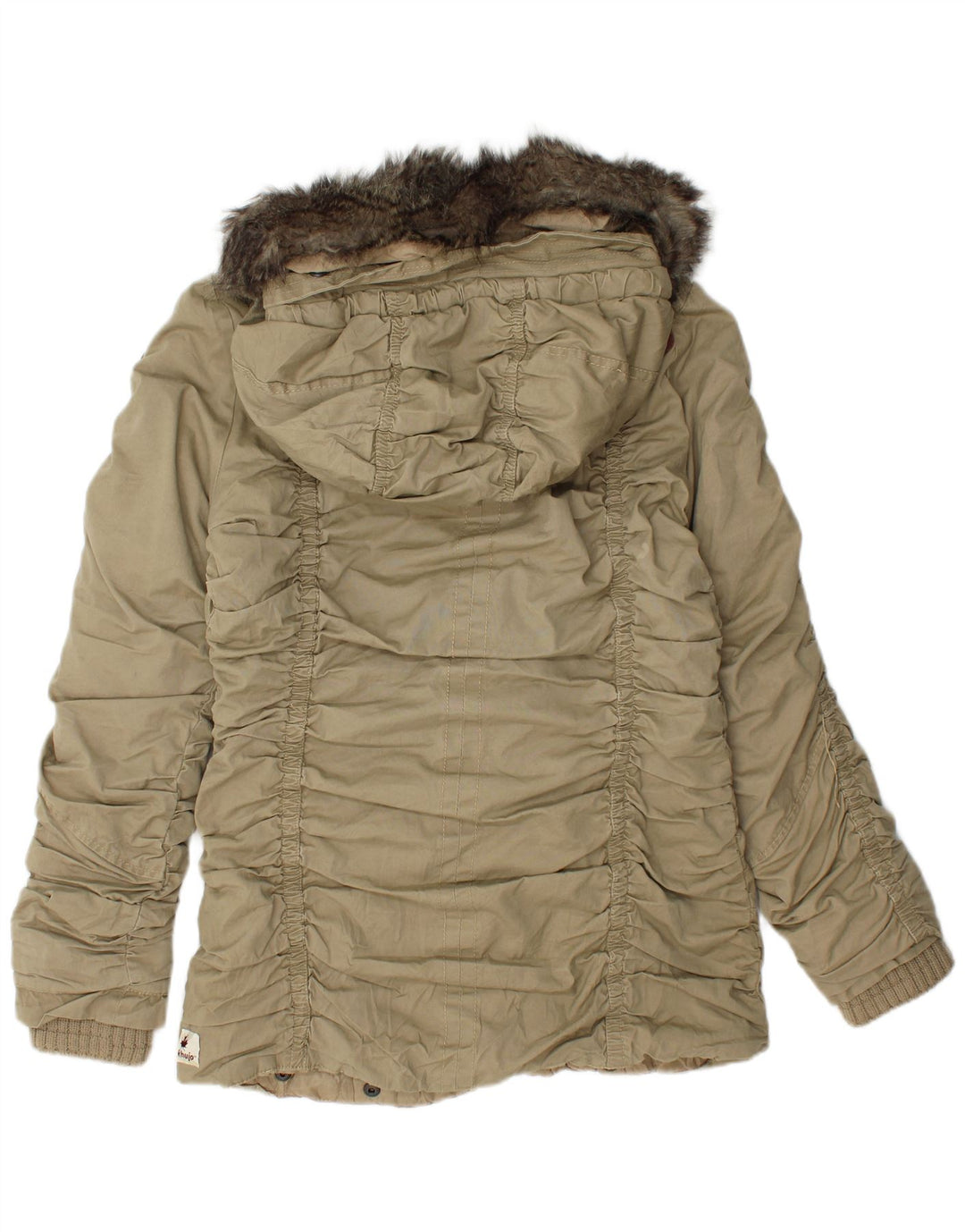 KHUJO Veste coupe-vent à capuche pour femme UK 14 Medium Kaki Coton Hiver