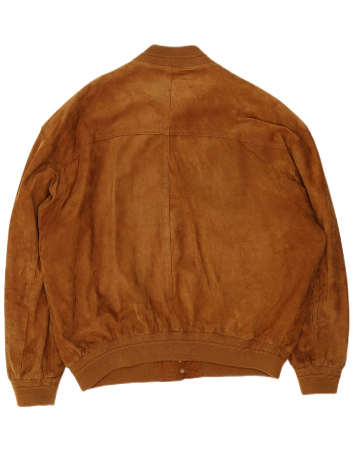 James Dillon Veste bomber en daim pour homme UK 44 2XL Cuir marron