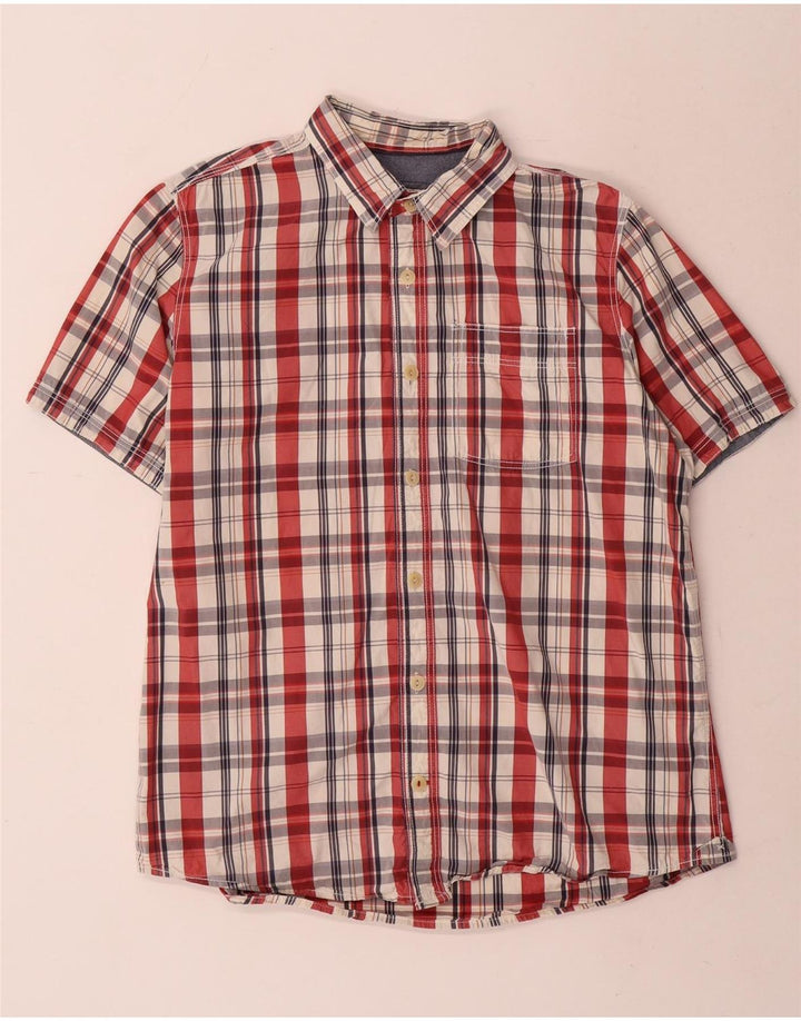 Fat Face Chemise à manches courtes pour homme en coton à grands carreaux rouges