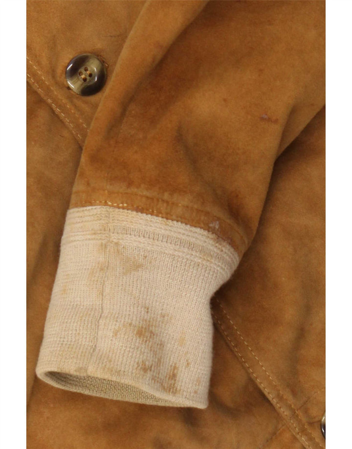 Veste Bomber En Daim Vintage Homme IT 52 XL Cuir Beige