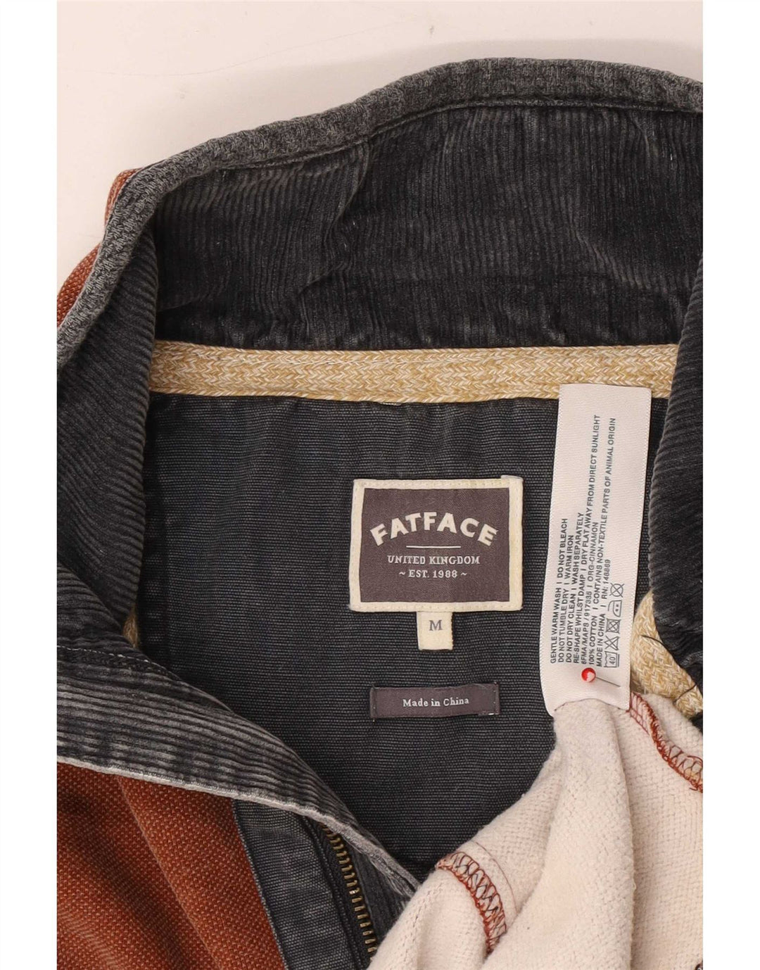Fat Face Sweat-shirt col zippé pour homme en coton marron moyen