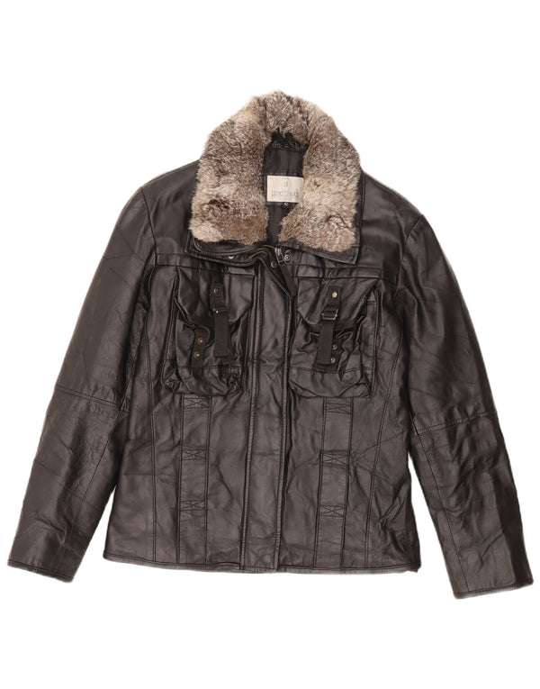 Lesboulevards Veste En Cuir Femme IT 42 Cuir Noir Moyen