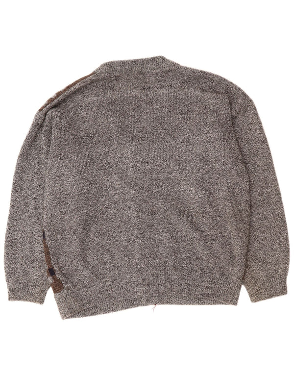 VINTAGE Pull Cardigan Homme 2XL Gris Argyle/Diamant Acrylique