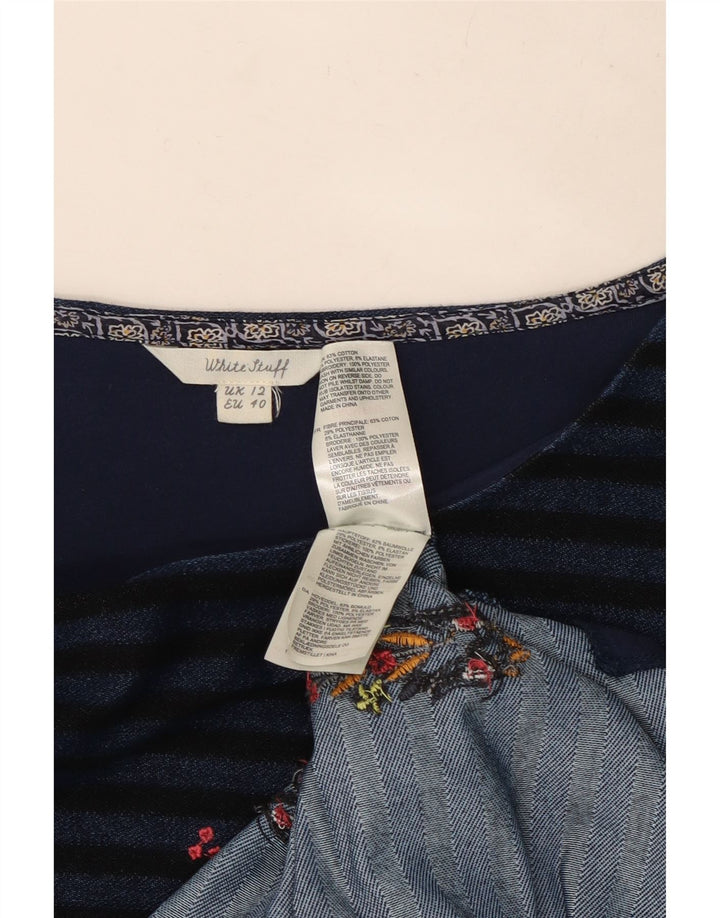 Robe droite à manches 3/4 White Stuff pour femme UK 12 Bleu marine moyen rayé