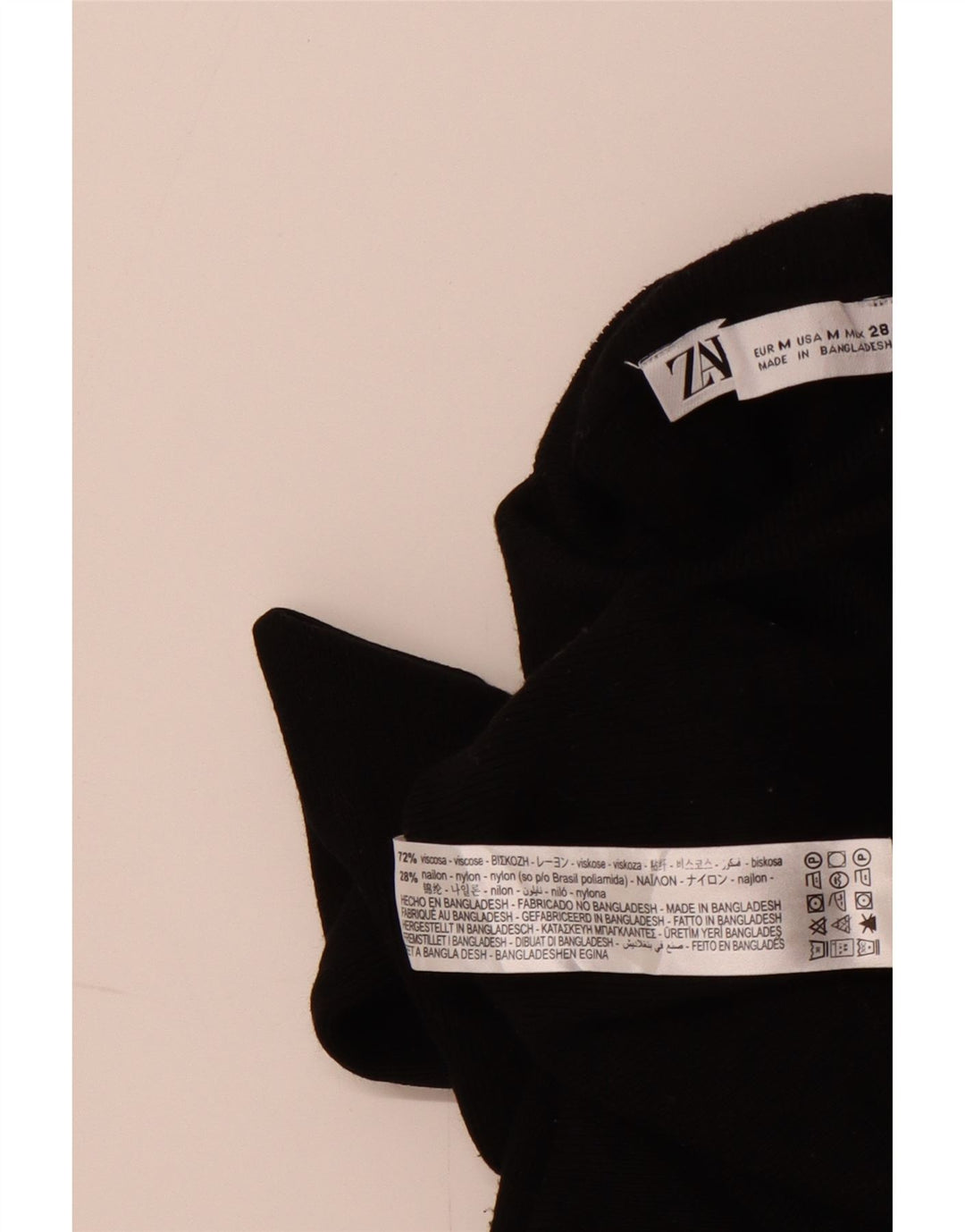 ZARA Femme Pull court à col roulé UK 12 Medium Noir Viscose