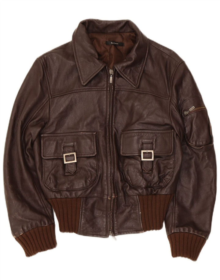 veste en cuir femme vintage IT 44 Brun moyen