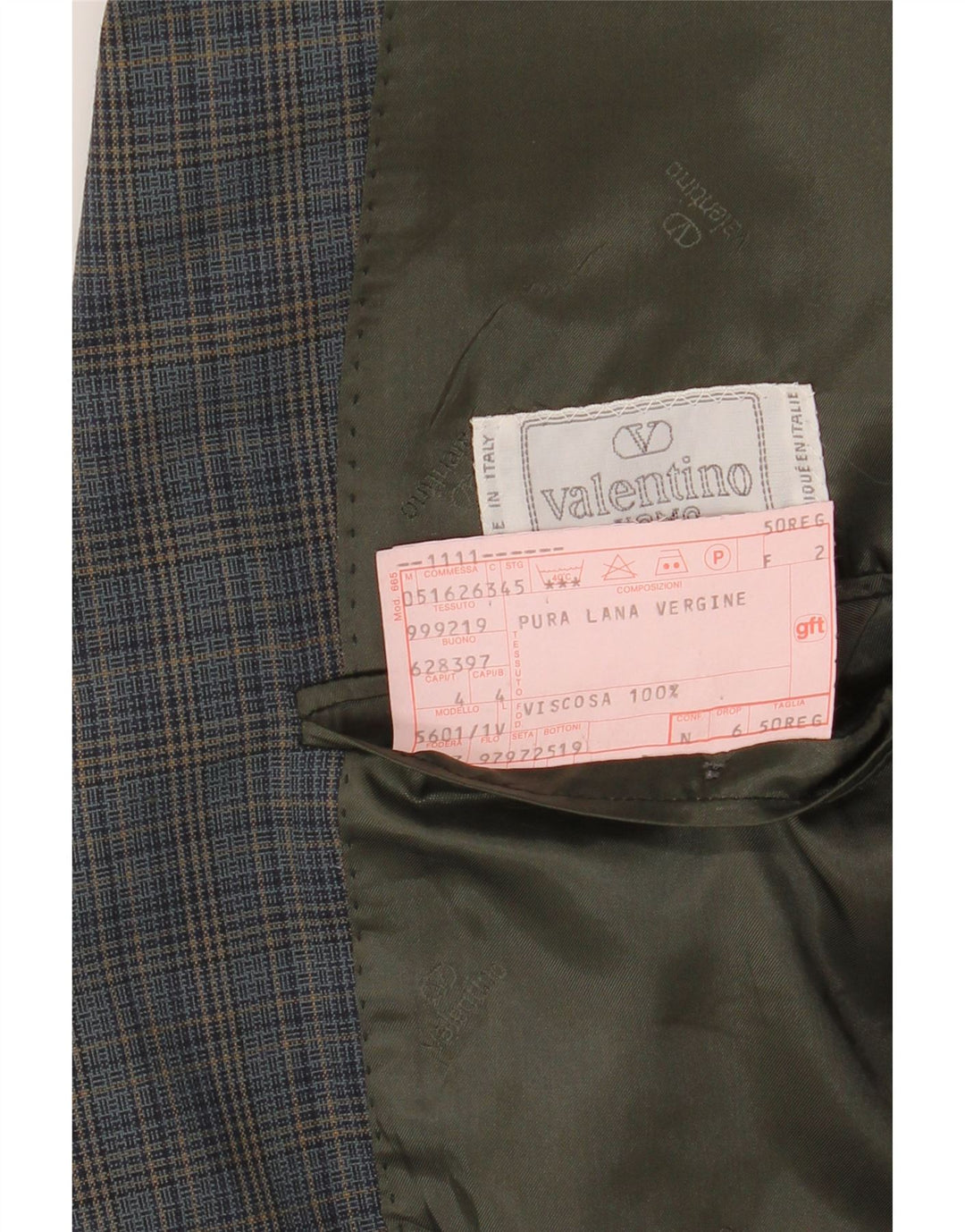 VALENTINO Veste Blazer 2 Boutons Homme IT 50 Grand Carreau Bleu Viscose