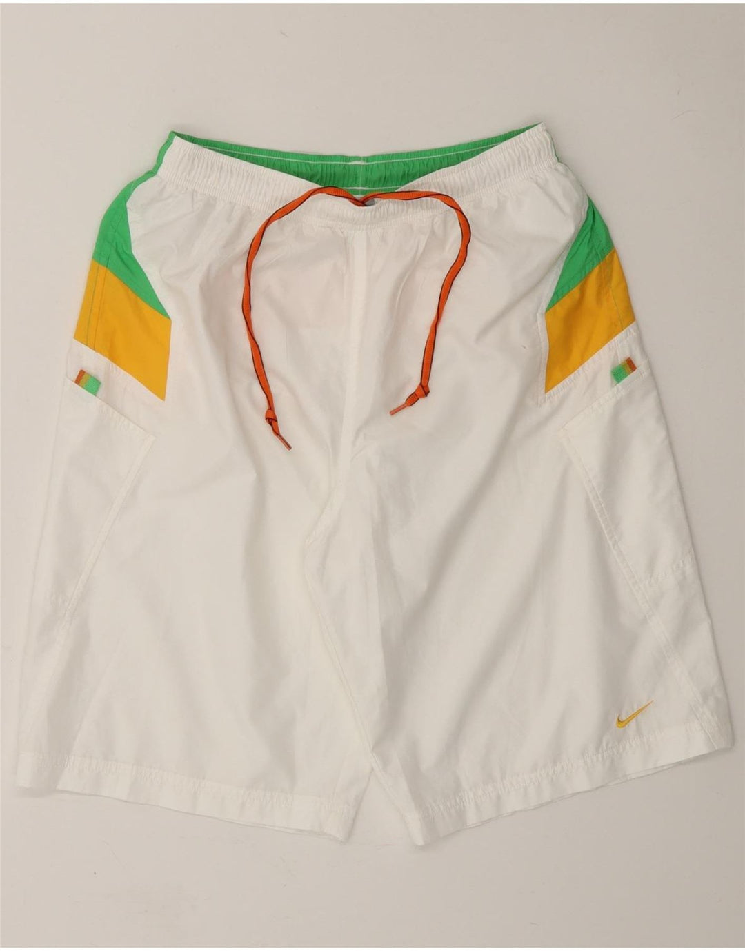 NIKE Mens Sport Shorts Small  White Colourblock Vintage Nike and Second-Hand Nike from Messina Hembry 