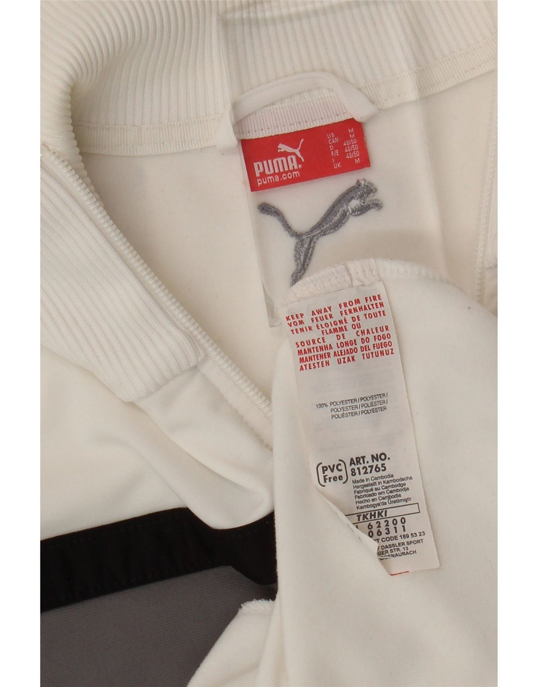 Puma Veste de Survêtement Homme Blanc Moyen Polyester Colorblock