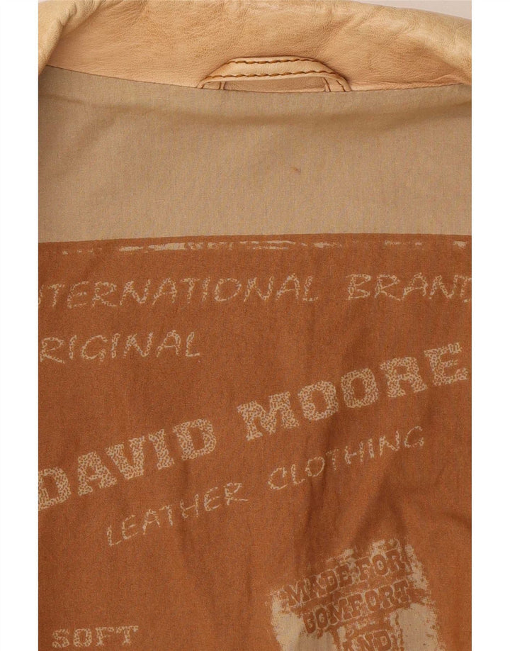 David Moore Veste en cuir pour homme UK 42 XL Marron Classique
