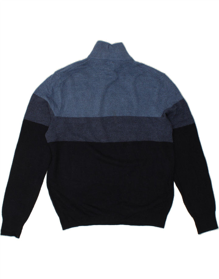 DOCKERS Mens Zip Neck Jumper Sweater Medium Blue Colourblock Acrylic Vintage Dockers and Second-Hand Dockers from Messina Hembry 