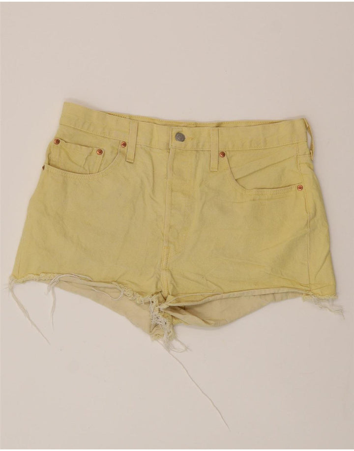 LEVI'S Short en Jean 501 Femme W32 Large Jaune Coton