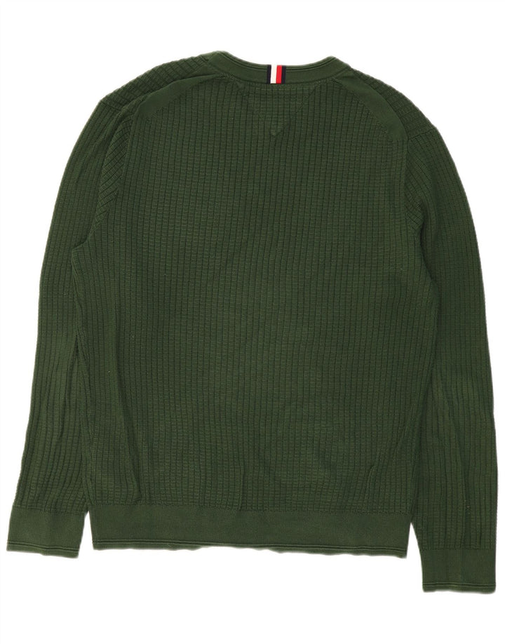 TOMMY HILFIGER Pull à col rond pour homme en coton vert grand