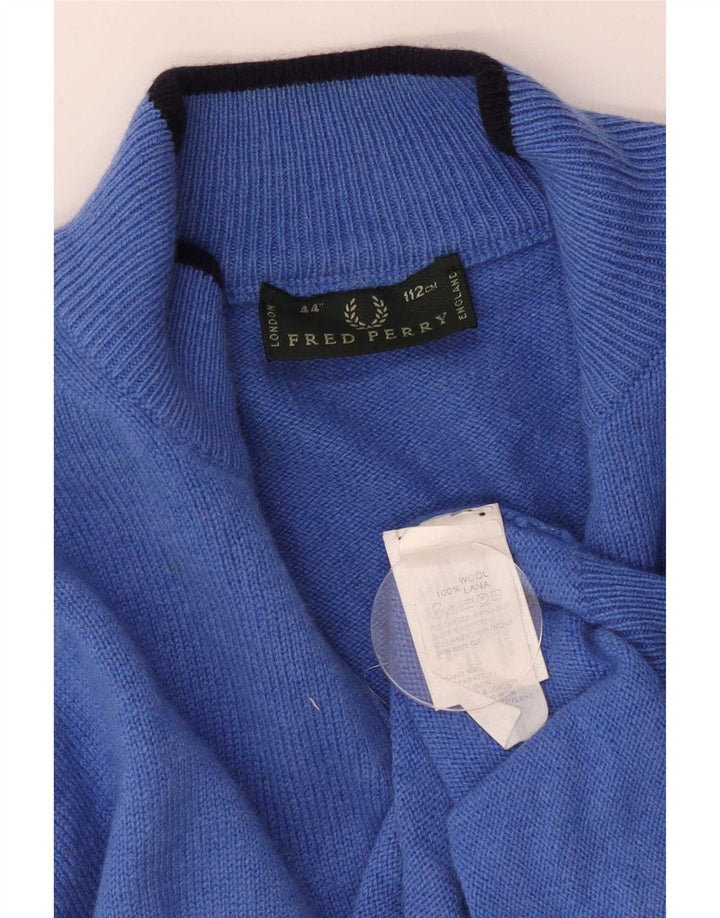 Fred Perry Pull Col Zippé Homme Bleu Moyen Laine