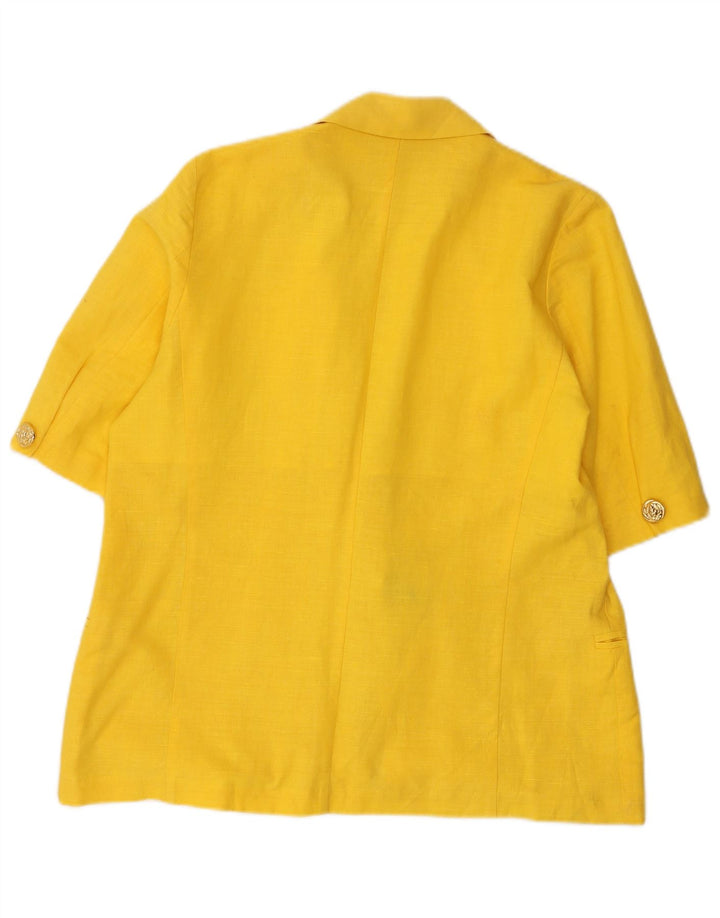 vintage Femmes Manches Courtes 1 Bouton Blazer Veste UK 14 Jaune Moyen