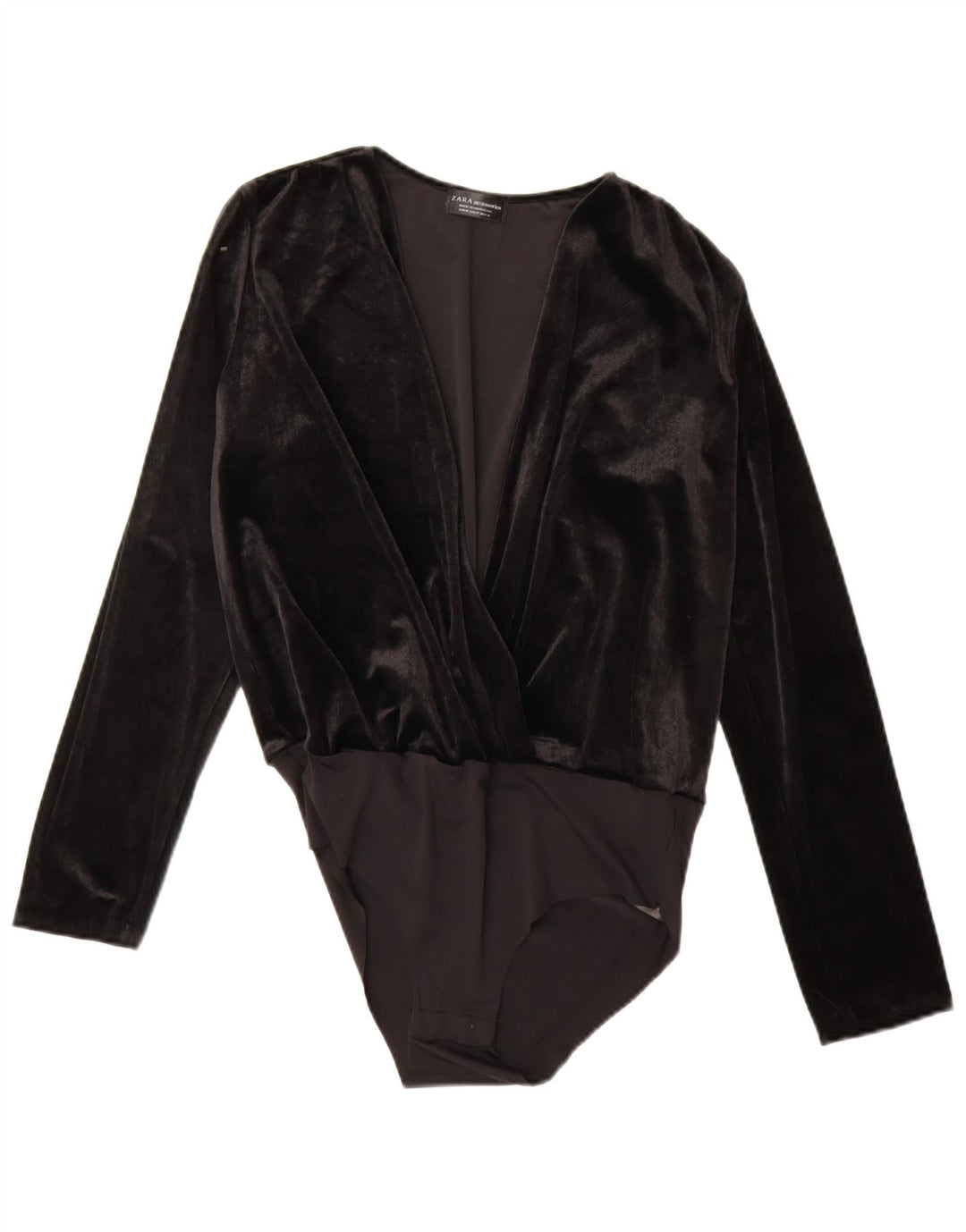 Zara Body en velours pour femme UK 44 Medium Noir Polyamide