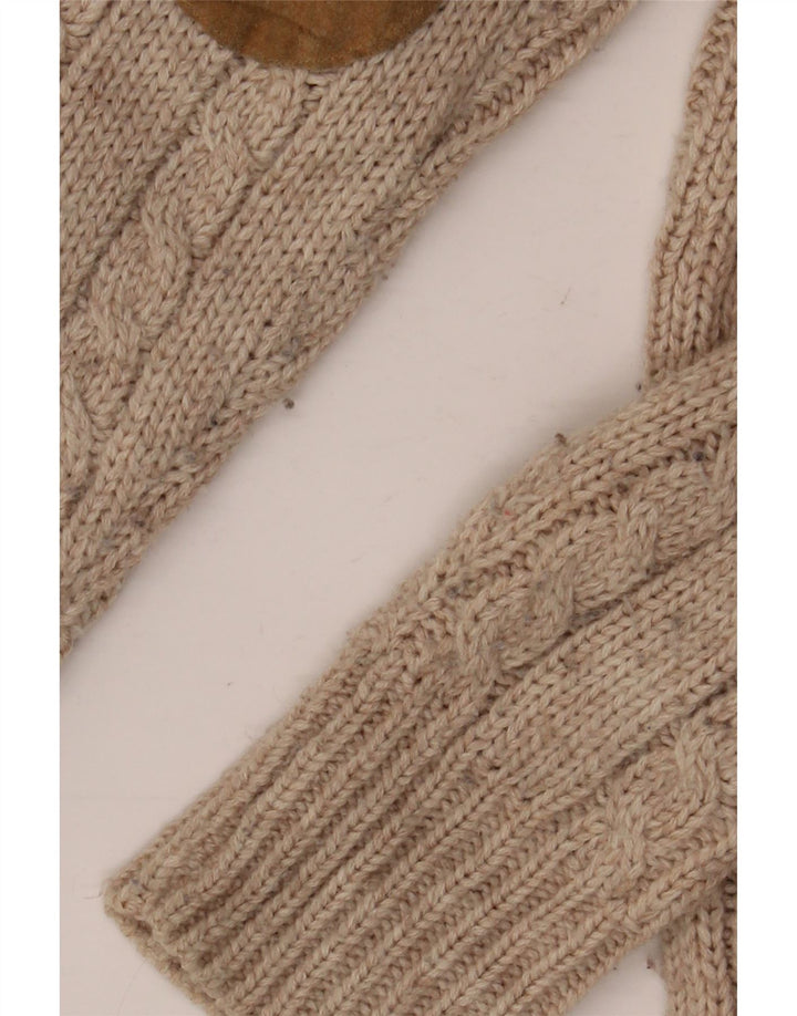 Zara Cardigan Femme Pull UK 14 Acrylique Beige Moyen