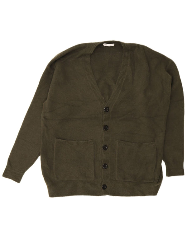 Zara Homme Cardigan Pull Large Kaki Acrylique