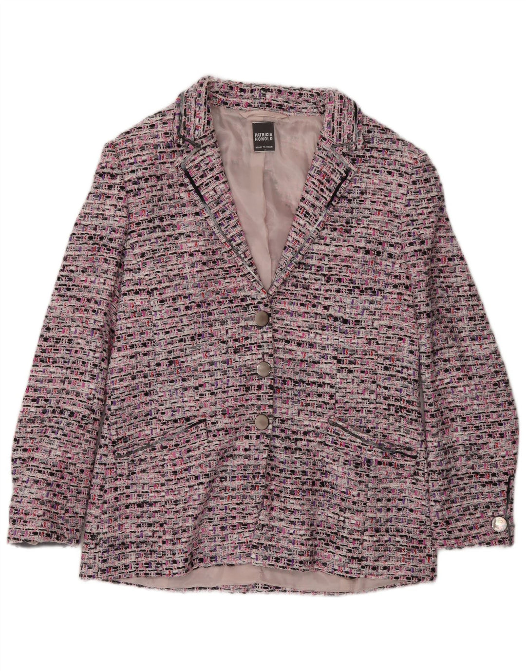 vintage Femme 3 Bouton Blazer Veste UK 14 Rose Moyen Moucheté