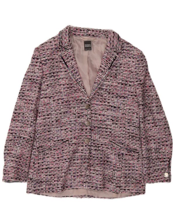 vintage Femme 3 Bouton Blazer Veste UK 14 Rose Moyen Moucheté