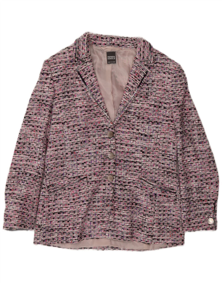 vintage Femme 3 Bouton Blazer Veste UK 14 Rose Moyen Moucheté
