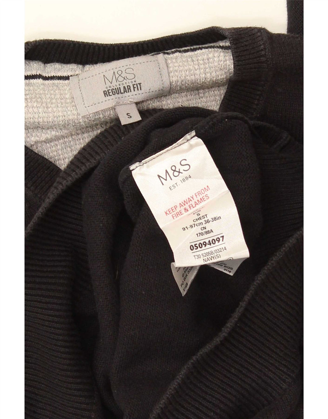 Marks & Spencer Pull coupe classique à col en V pour homme, petit, en coton noir