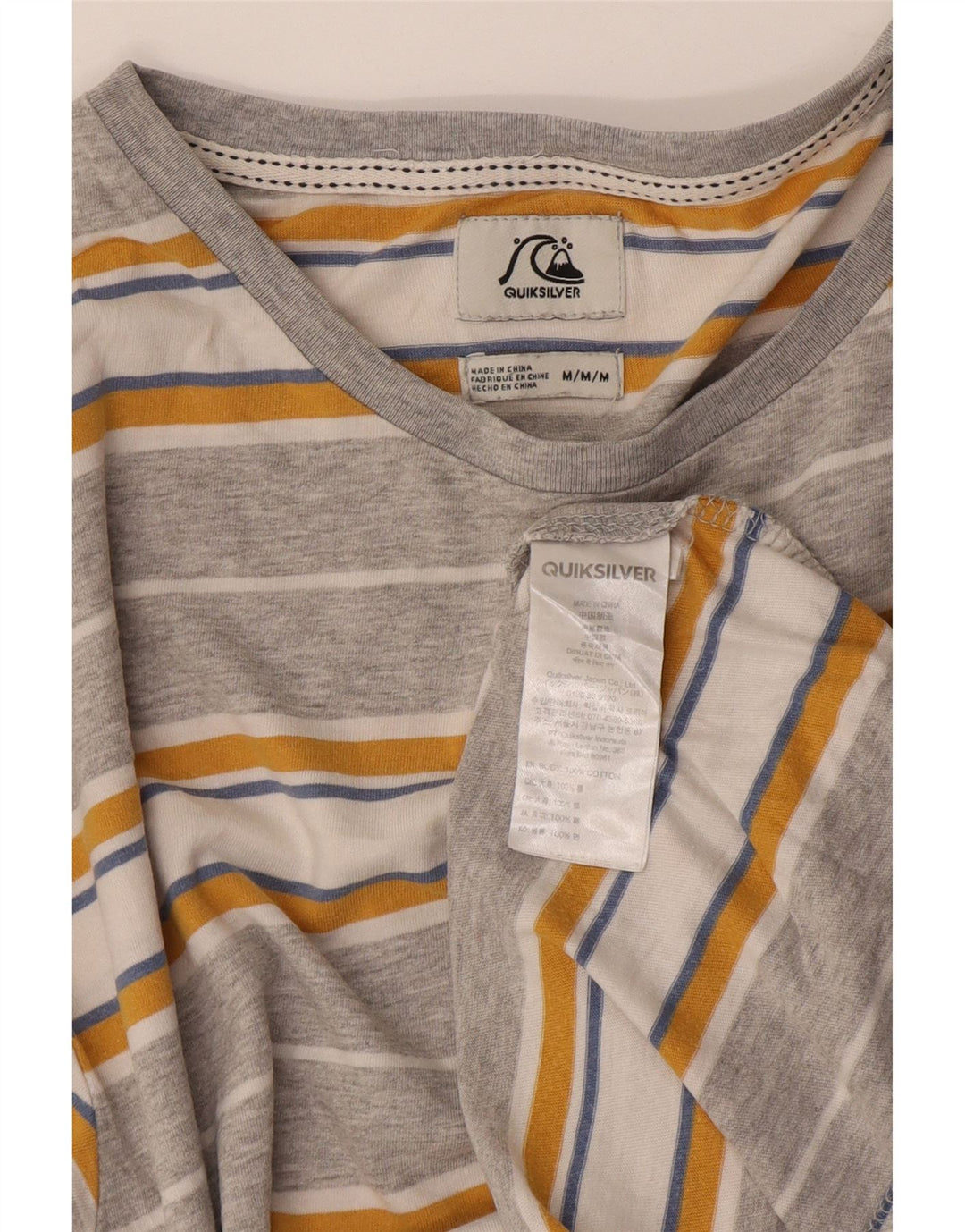 Quiksilver T-Shirt Homme Gris Moyen Rayé Coton