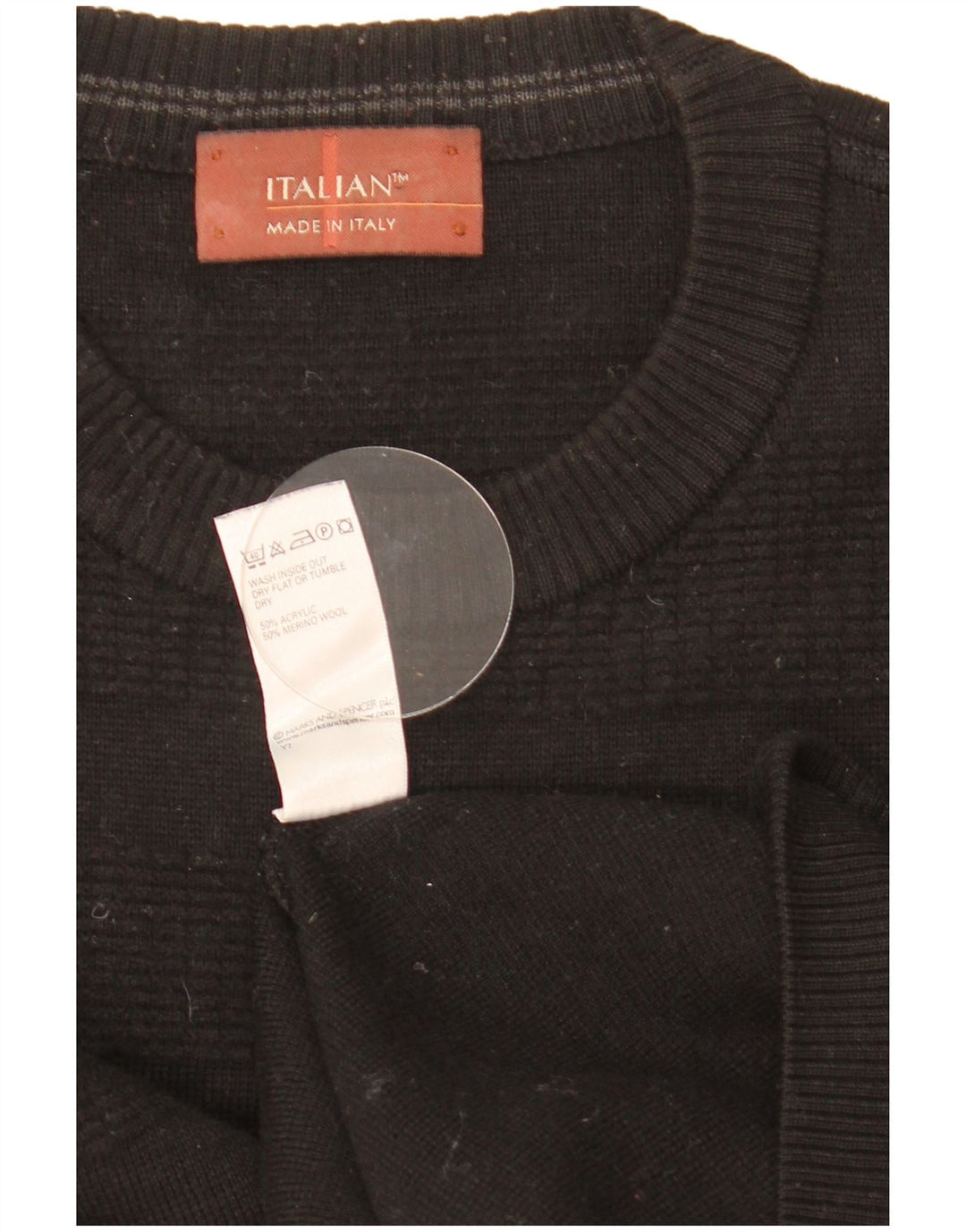 Marks & Spencer Pull à col rond pour homme en acrylique noir Taille L