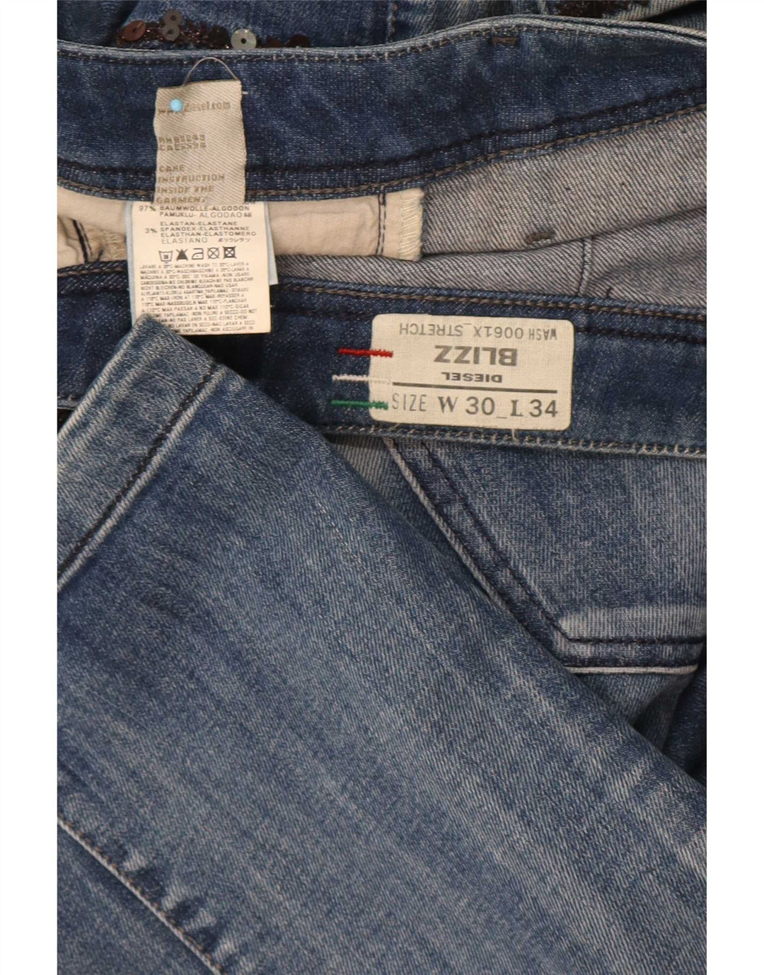 Diesel Jean Blizz Slim Femme W30 L34 Bleu Coton