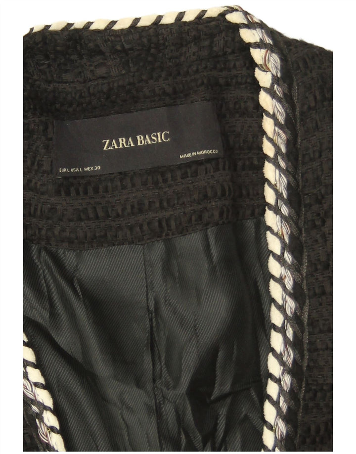 Zara Veste Blazer Ouverte Femme UK 14 Large Noir