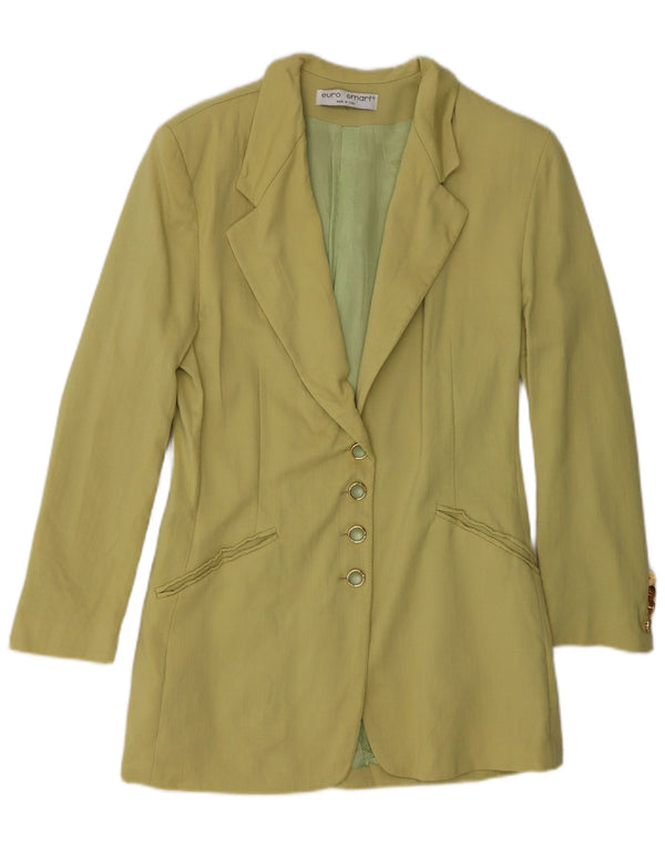 vintage Femme 4 Bouton Blazer Veste IT 44 Moyen Kaki Viscose