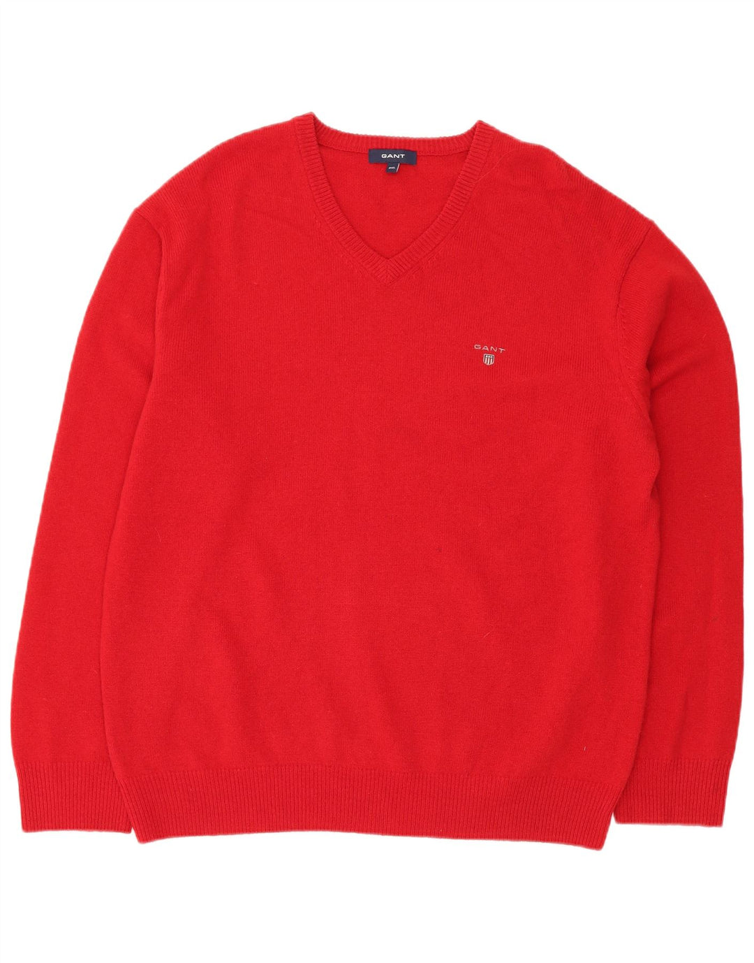 GANT Pull col en V pour homme 2XL Rouge Laine d'agneau