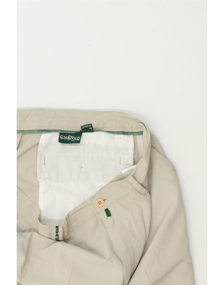 CHERVO Mens Slim Chino Trousers XL W38 L31 Beige Polyester Vintage Chervo and Second-Hand Chervo from Messina Hembry 