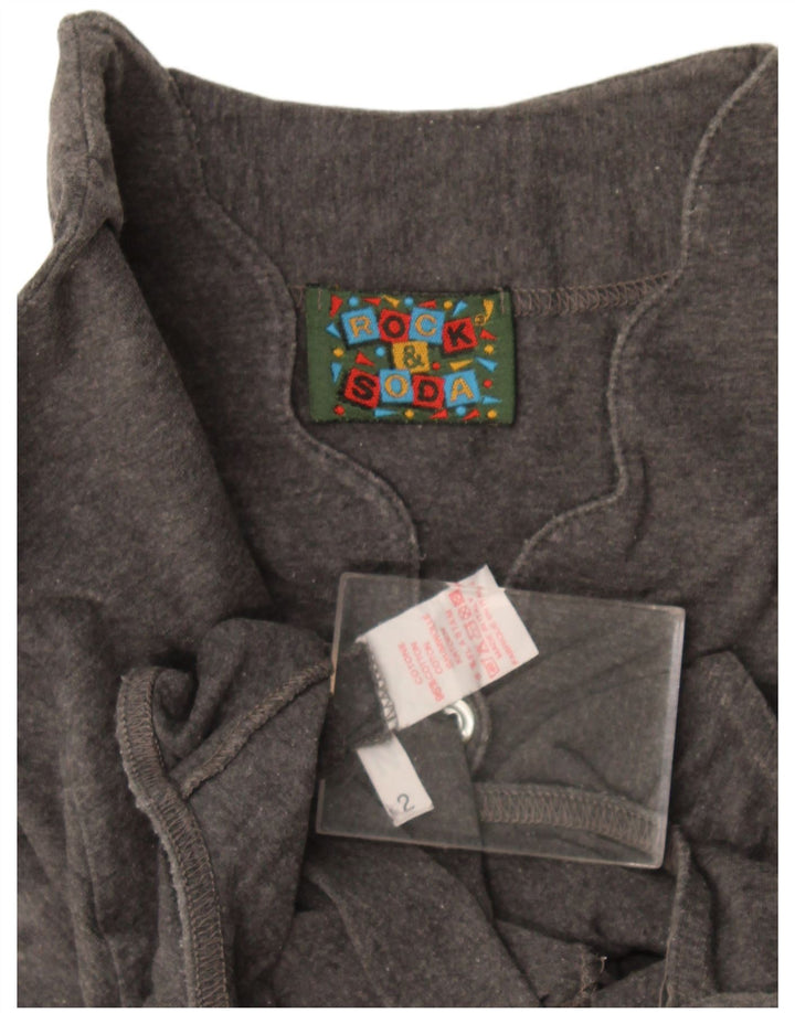 vintage Womens Body UK 12 Coton Gris Moyen
