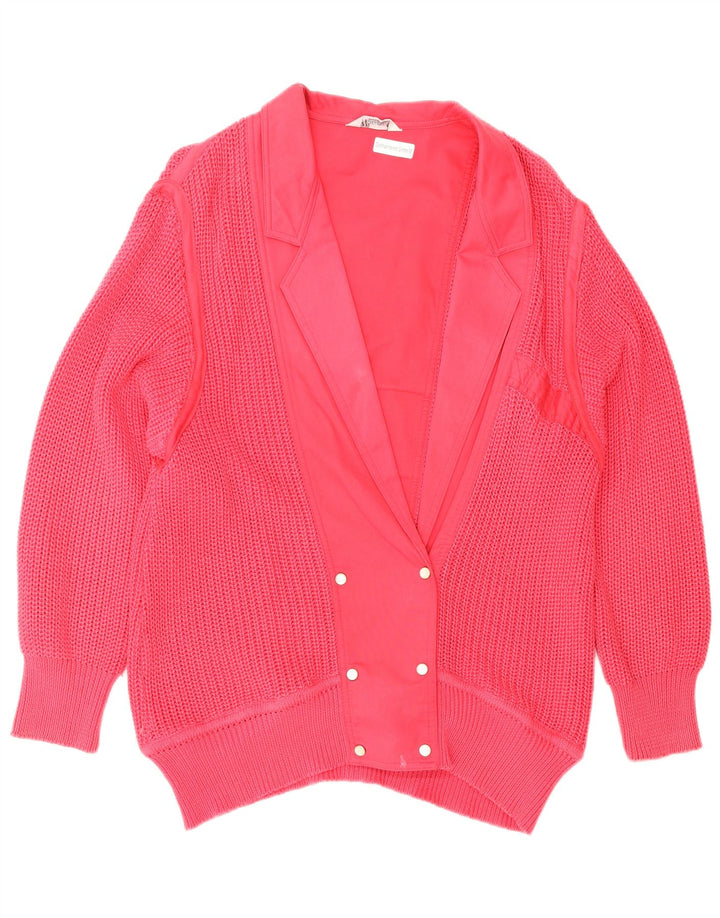 vintage Femme Double Breasted Cardigan Pull IT 42 Rose Moyen