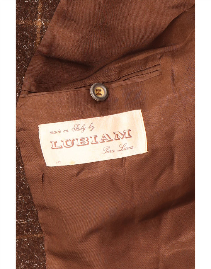 Lubiam Manteau croisé pour homme UK 36 Petit carreaux marron