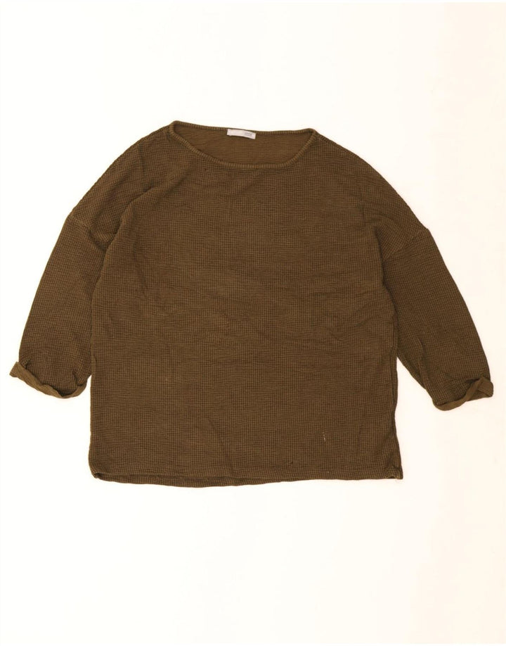 Zara Femme Haut Oversize Manches 3/4 UK 10 Petite Viscose Marron