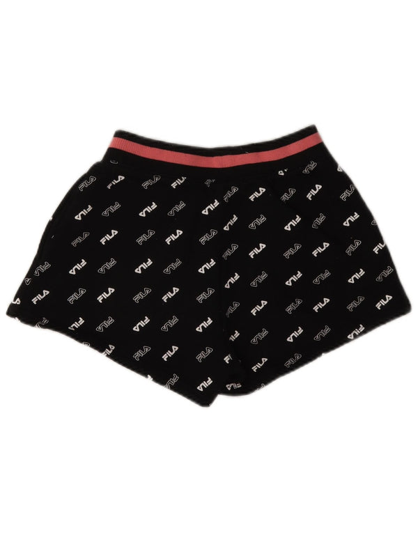 Fila Short de sport graphique pour femme UK 6 XS Noir Polyester