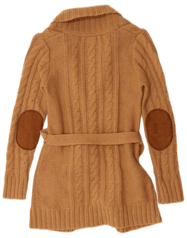 Zara Cardigan Femme Pull UK 10 Petit Nylon Marron