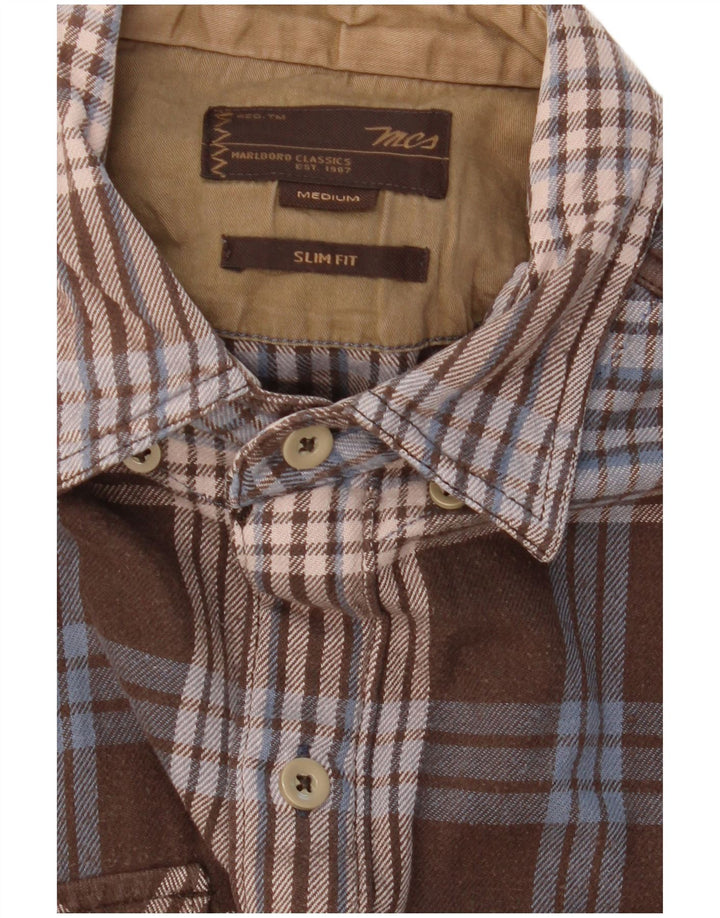 Marlboro Classics Chemise Slim Fit en Flanelle Homme Marron Moyen