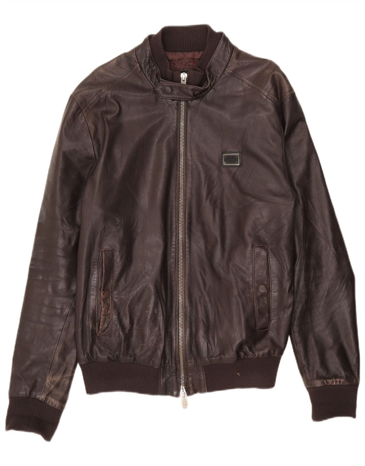 Antony Morato Veste en cuir pour homme UK 40 Grand cuir marron