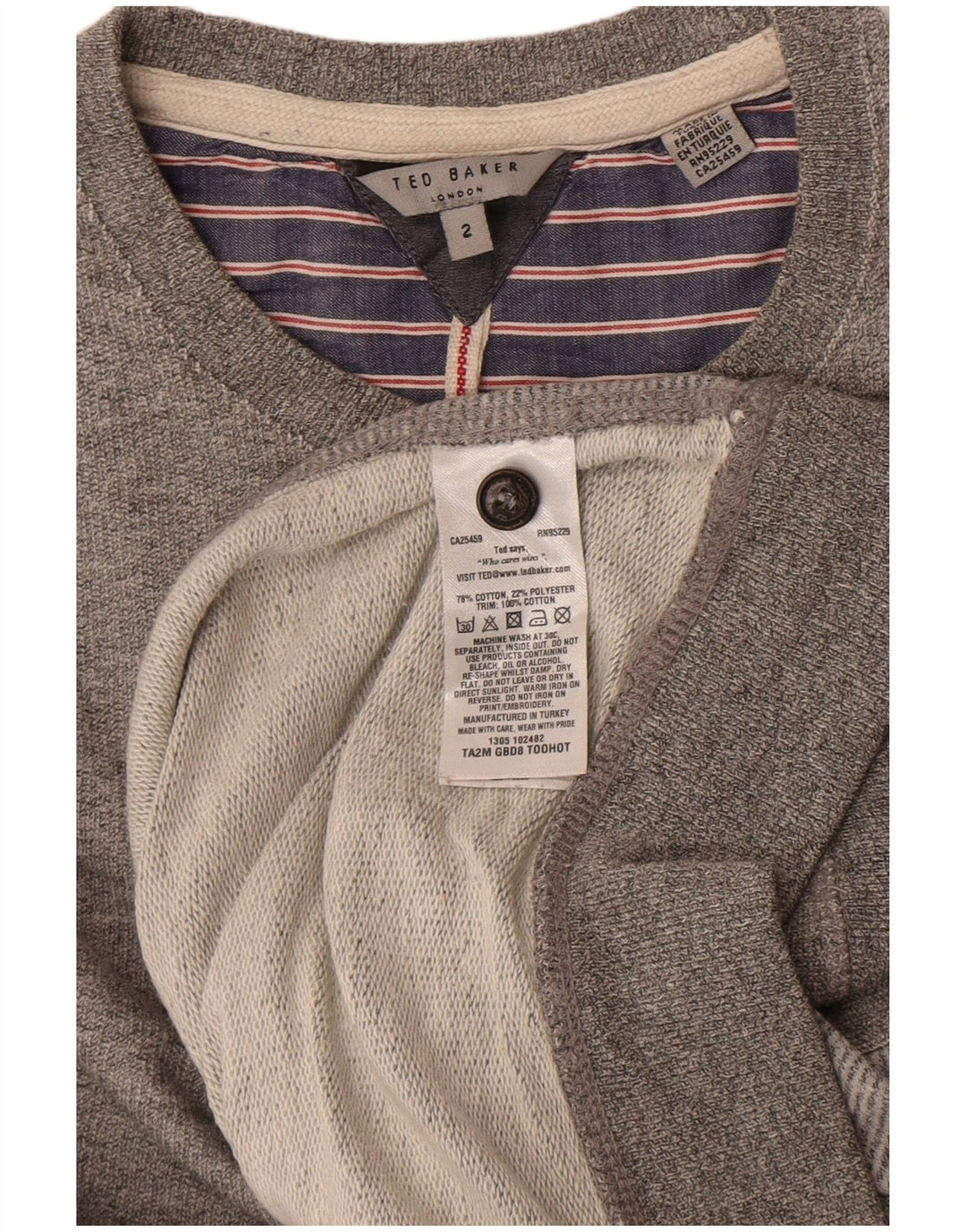 Ted Baker Sweat-shirt pour homme Taille 2 Petit Gris Moucheté Coton