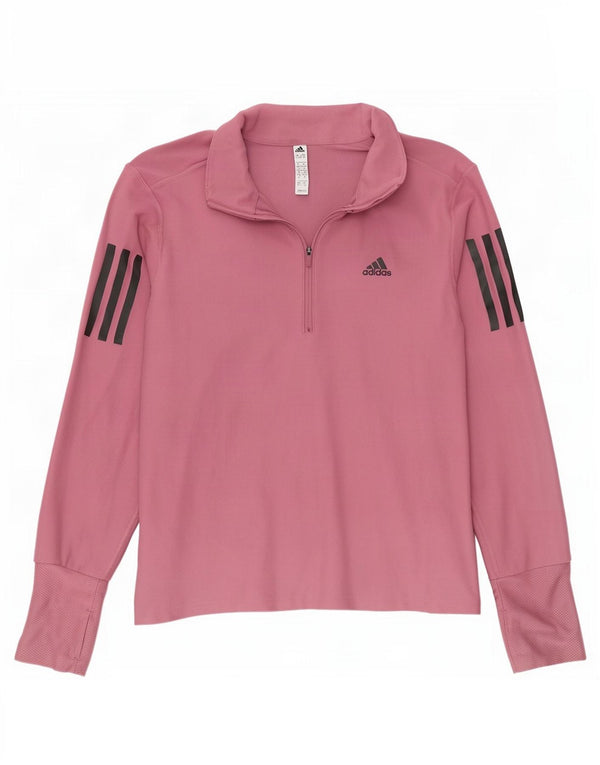 Adidas Femmes Aeroready Zip Neck Pull Survêtement Top UK 4/6 XS Rose