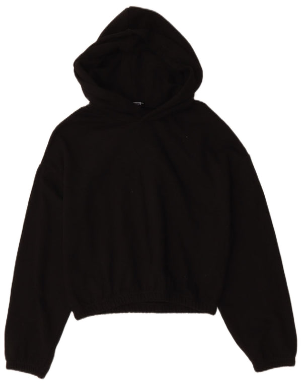 Zara Womens Crop Hoodie Jumper UK 14 Moyen Noir Coton