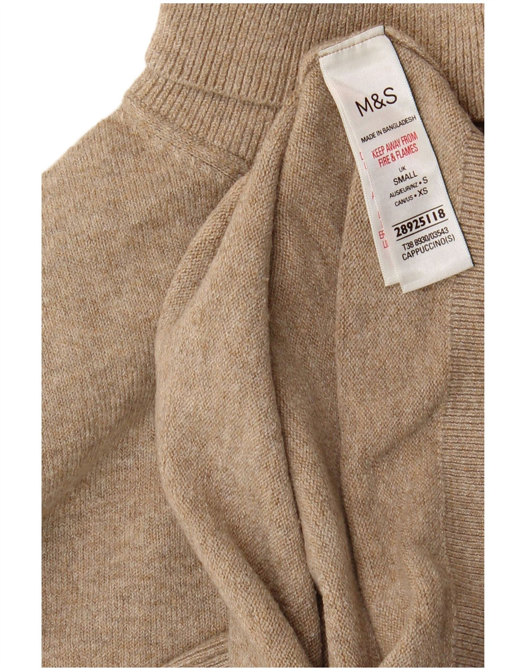 Marks & Spencer Pull col roulé pour femme UK 10 Petit Polyester Beige