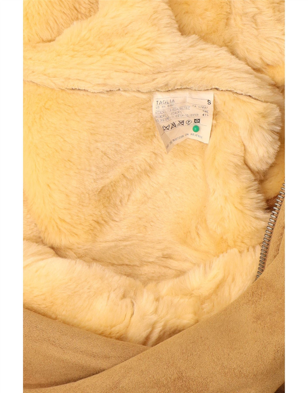 BENETTON Manteau Sherpa Femme UK 10 Petit Modacryl Beige