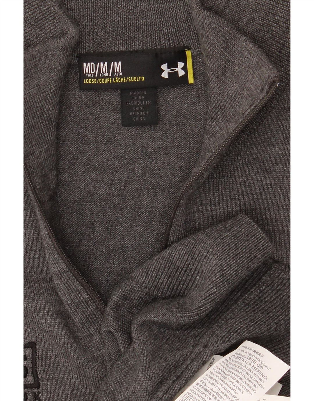 UNDER ARMOUR Pull Graphique à Col Zippé Homme Gris Moyen