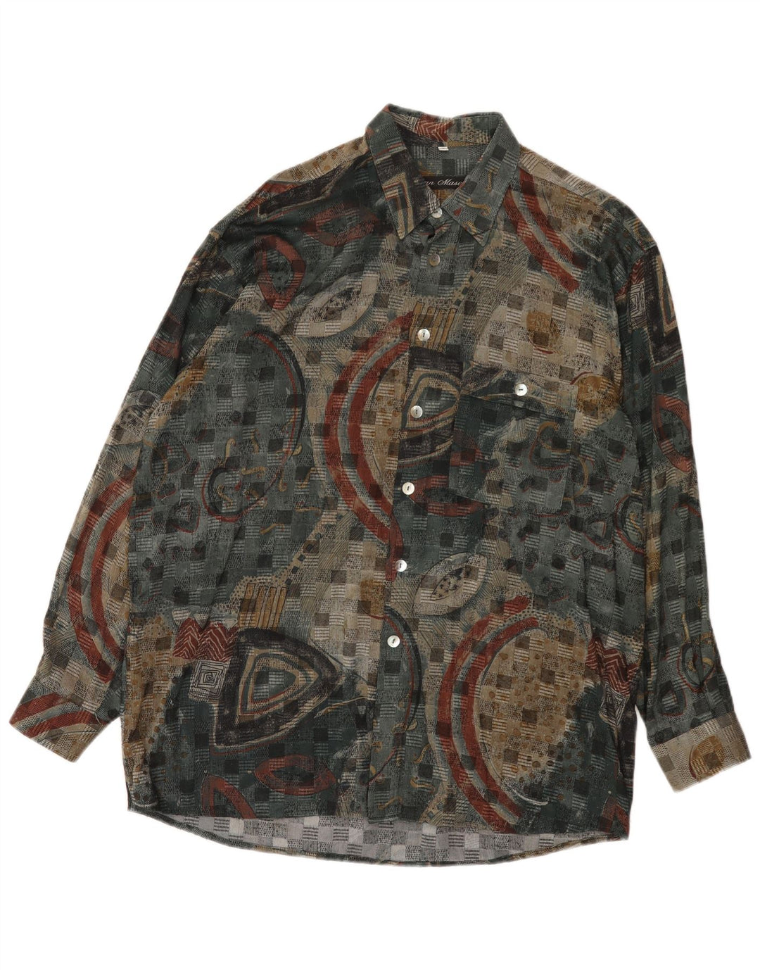 Chemise vintage à motif abstrait pour homme, grande taille, multicolore