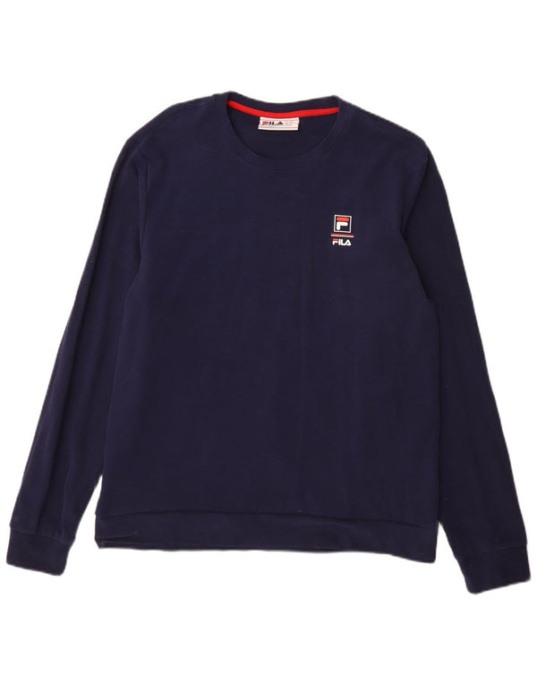 Fila Homme Sweatshirt Jumper Large Bleu Marine Coton