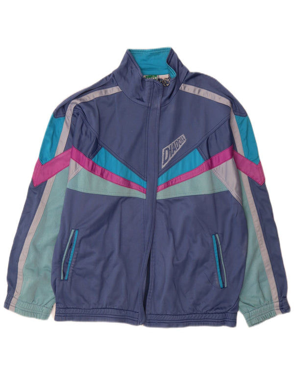 Diadora Veste de survêtement graphique pour hommes, grand, bleu marine, colour block